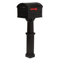 Architectural Mailboxes GHC40BAM Grand Haven Black, Extra Large, Plastic, Mailbox and Post Combo