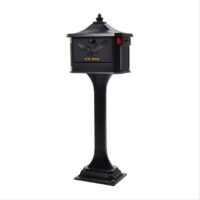 Architectural Mailboxes PED00BAM Pedestal Black, Large, Aluminum, Locking, All-In-One Mailbox and Post Combo