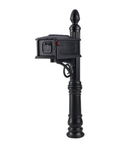 Architectural Mailboxes SC000BAM Stratford Black, Medium, Plastic, All-In-One Mailbox and Post Combo