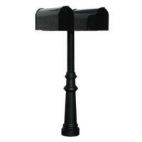 Qualarc HPNS2-US-800-E1 Hanford Twin Black (No Scrolls) Post System Non-Locking Mailbox with Fluted Base