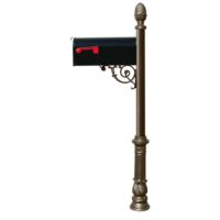 QualArc LPST-703-E1-BZ Lewiston Bronze Decorative Post Mounted Mailbox System with Non-Locking E1 Economy Mailbox