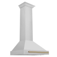 ZLINE Kitchen and Bath KB4STZ-30-CB Autograph Edition 30 in. 400 CFM Ducted Vent Wall Mount Range Hood with Champagne Bronze Handle in Stainless Steel