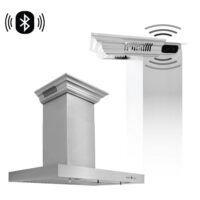 ZLINE Kitchen and Bath KECRN-BT-30 30 in. 400 CFM Ducted Vent Wall Mount Range Hood in Stainless Steel with Built-in CrownSound Bluetooth Speakers