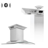 ZLINE Kitchen and Bath KNCRN-BT-30 30 in. 400 CFM Ducted Vent Wall Mount Range Hood in Stainless Steel and Glass w/Built-in CrownSound Bluetooth Speakers