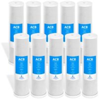Express Water FLTWH2045C10 10 Pack Big Blue Water Filter Activated Carbon Block Filter - Whole House - 5 Micron - 4.5" x 20" inch