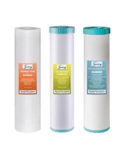 ISPRING F3WGB32BMKS 4.5 in. x 20 in. 3-Stage Whole House Water Filter Replacement Set, Hydrogen Sulfide, Iron, Manganese and More, Fits