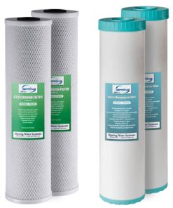 ISPRING F4WGB22BM Whole House Water Filter Set Replacement Pack with Carbon Block and Iron & Manganese Reducing Cartridges, Fits WGB22BM