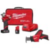 Milwaukee 2555-22-2420-20 M12 FUEL 12V Lithium-Ion Brushless Cordless Stubby 1/2 in. Impact Wrench Kit w/M12 HACKZALL Reciprocating Saw