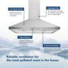 Broan-NuTone BWP1304SS 30 in. Convertible Wall Mount Pyramidal Chimney Range Hood, 450 Max CFM, Stainless Steel