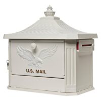 Architectural Mailboxes HM200WAM Hamilton Premium, White, Large, Locking, Aluminum, Post Mount Mailbox