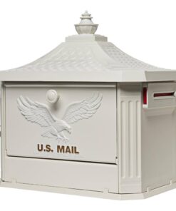 Architectural Mailboxes HM200WAM Hamilton Premium, White, Large, Locking, Aluminum, Post Mount Mailbox