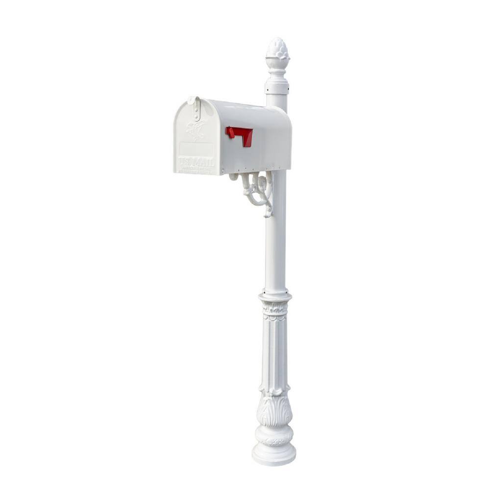 QualArc LPST-703-E1-WHT Lewiston White Decorative Post Mounted Mailbox ...