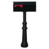 Qualarc HPST1-US-800-E1 Hanford Single Black Post System Non-Locking Mailbox with Fluted Base and E1 Economy Mailbox