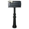 Qualarc HPST1-US-800-LM Hanford Single Black Post System Non-Locking Mailbox with Fluted Base and Lewiston Mailbox