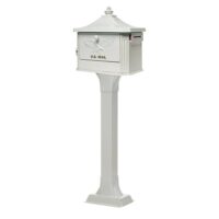 Architectural Mailboxes HEK00WAM Hemingway White, Large, Aluminum, Locking, All-in-One Mailbox and Post Combo