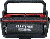 CRAFTSMAN TRADESTACK System Tool Bag, Heavy Duty Open Mouth Tool Tote, Waterproof Hard Bottom, Folding Handle (CMST21451)