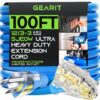 GearIT 12/3 Outdoor Extension Cord (100 Feet) 12 AWG Gauge - 3 Outlet, 3 Prong Plug