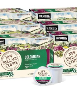New England Coffee Colombian Decaffeinated Medium Roast Single Serve Pods, 12ct Box (Pack of 6)
