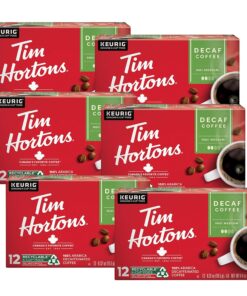 Tim Hortons Decaf, Medium Roast Coffee, Single-Serve K-Cup Pods Compatible with Keurig Brewers, 12 Count (Pack of 6)