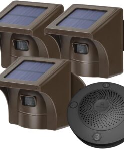 eMACROS Long Range Solar Wireless Driveway Alarm Outdoor Weather Resistant Motion Sensor & Detector