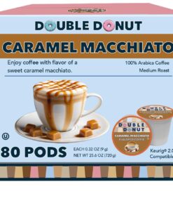 Caramel Macchiato Coffee - Caramel Coffee in Single Serve Coffee Pods for the Keurig K Cups Coffee Brewers, From Double Donut, 80 Cups