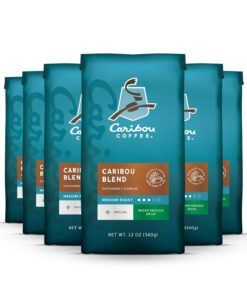 Caribou Coffee, Medium Roast Naturally Decaffeinated Ground Coffee - Caribou Blend 72 Ounces (6 Bags of 12 Ounces)
