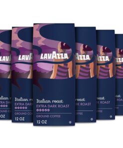 Lavazza Italian Roast Ground Coffee 6 Bags of 12oz, Dark Roast, Strong and Bold Taste, Intensity 5/5, 100% Arabica, Ideal for Drip Brewers, (Pack of 6)