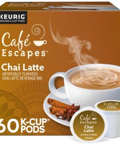 Cafe Escapes Chai Latte Keurig Single-Serve K-Cup Coffee Pods, 60 Count (6 Packs of 10)
