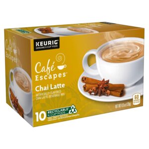 Cafe Escapes Chai Latte Keurig Single-Serve K-Cup Coffee Pods, 60 Count (6 Packs of 10)
