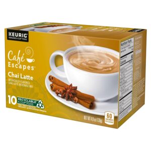 Cafe Escapes Chai Latte Keurig Single-Serve K-Cup Coffee Pods, 60 Count (6 Packs of 10)