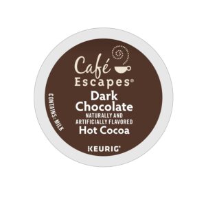 Cafe Escapes, Dark Chocolate Hot Cocoa, Single-Serve Keurig K-Cup Coffee Pods, 72 Count (3 Boxes of 24 Pods)