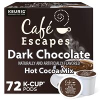 Cafe Escapes, Dark Chocolate Hot Cocoa, Single-Serve Keurig K-Cup Coffee Pods, 72 Count (3 Boxes of 24 Pods)