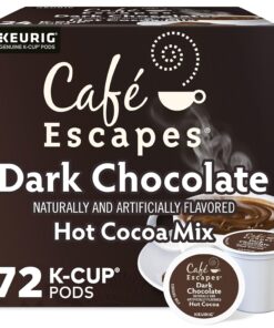 Cafe Escapes, Dark Chocolate Hot Cocoa, Single-Serve Keurig K-Cup Coffee Pods, 72 Count (3 Boxes of 24 Pods)