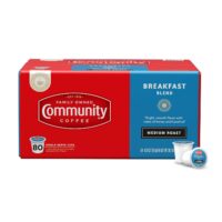 Community Coffee Breakfast Blend 80 Count Coffee Pods, Medium Roast, Compatible with Keurig 2.0 K-Cup Brewers, Box of 80 Pods