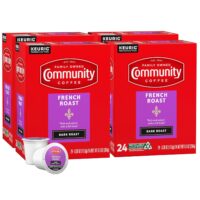 Community Coffee French Roast 96 Count Coffee Pods, Extra Dark Roast, Compatible with Keurig 2.0 K-Cup Brewers, 24 Count (Pack of 4)