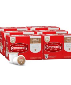 Community Coffee Toasted Hazelnut Flavored 72 Count Coffee Pods, Medium Roast, Compatible with Keurig 2.0 K-Cup Brewers, 12 Count (Pack of 6)