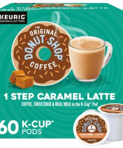 The Original Donut Shop Caramel Latte, Keurig Single Serve K Cup Pods, Flavored Coffee, Caramel Latte, 10 Count - Pack of 6