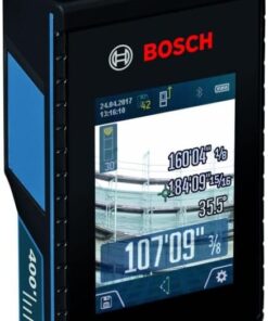 BOSCH GLM400C 400 Ft Blaze Outdoor Connected Laser Measure with Camera Viewfinder, Includes 3 AA Batteries, Hand Strap, & Pouch