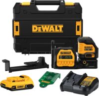 DEWALT DCLE34020G 20V Max Lithium-Ion Cordless Green Cross-Line Laser Level Kit, (1) 2.0Ah Battery, Charger, and TSTAK Case