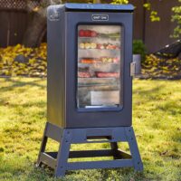 EAST OAK PR30BK Ridgewood Pro 30" Electric Smoker, Smoker with Leg Kit & Glass Door, Side Wood Chip Loader