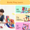 PicassoTiles 108pc 3-in-1 Marble Run Car Race Track Combo Magnetic Tiles PicassoToys Magnet Building Block Educational Construction Toy Playset