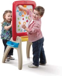 Step2 All Around Easel for Two, Kids Activity Table, Double-Sided Art Board, Made of Durable Plastic