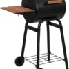 Char-Griller® E1515 Patio Pro Charcoal Grill and Smoker with Cast Iron Grates, Premium Wood Shelf and Damper Control, 250 Cooking Square Inches in Black