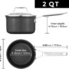 MSMK 2 Quart Saucepan with Lid, Burnt also Nonstick, PFOA Free Non-Toxic, Oven Safe to 700 ℉