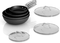 MSMK Non Stick Pans Set 7-Piece, 8, 10, 12 Inch Frying Pans and 12 Inch Induction Wok