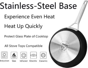 MSMK Non Stick Pans Set 7-Piece, 8, 10, 12 Inch Frying Pans and 12 Inch Induction Wok with Tempered Glass Lids