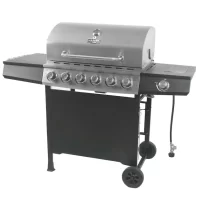 Master Forge GBC23693LE Stainless Steel and Black 6-Burner Liquid Propane Gas Grill with 1 Side Burner