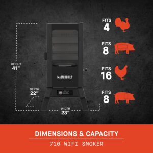 Masterbuilt MB20070924 Wifi 710-Sq in Black Smart Electric Smoker
