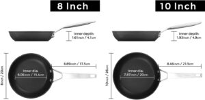 MsMk 8 inch and 10 inch Non Stick Frying Pans, Burnt also Nonstick Frying Pan Set, PFOA Free Non-Toxic, Scratch-resistant