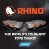 Camco 39005 Rhino 28-Gallon Portable Camper/RV Tote Tank - Features 2 Steerable No-Flat Front Wheels & Built-in Gate Valve
